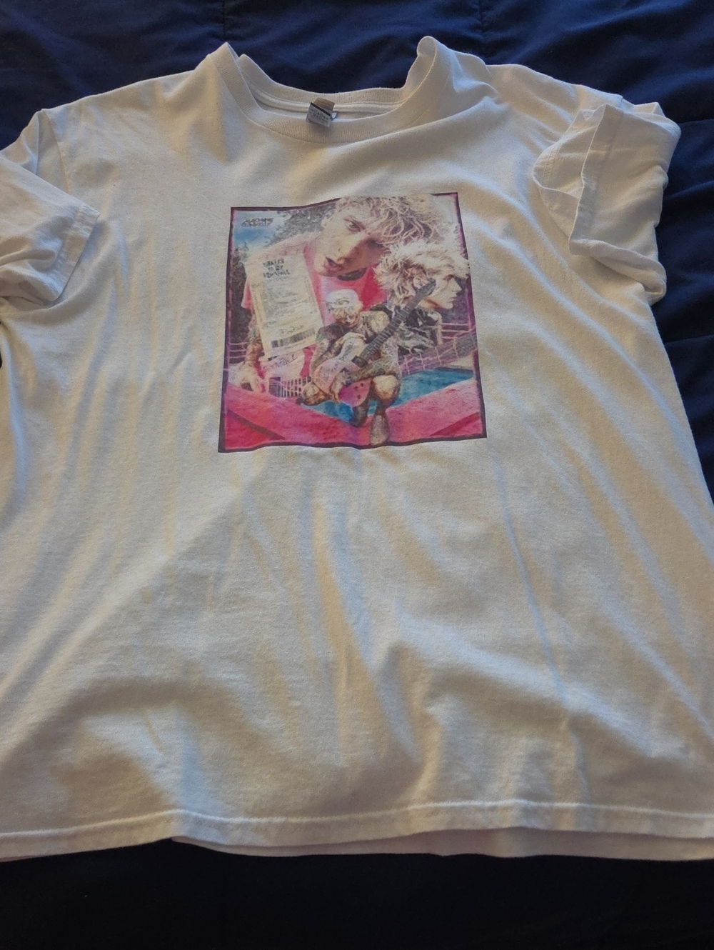 White Graphic Mens MGK T-Shirt with Colorful Art Print